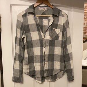 Grey plaid button down